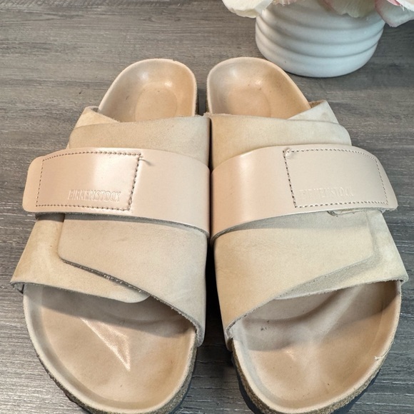 Birkenstock Kyoto New Beige Nubuck Slide Sandals size EU38/US7-8 EUC $160 - Picture 11 of 15